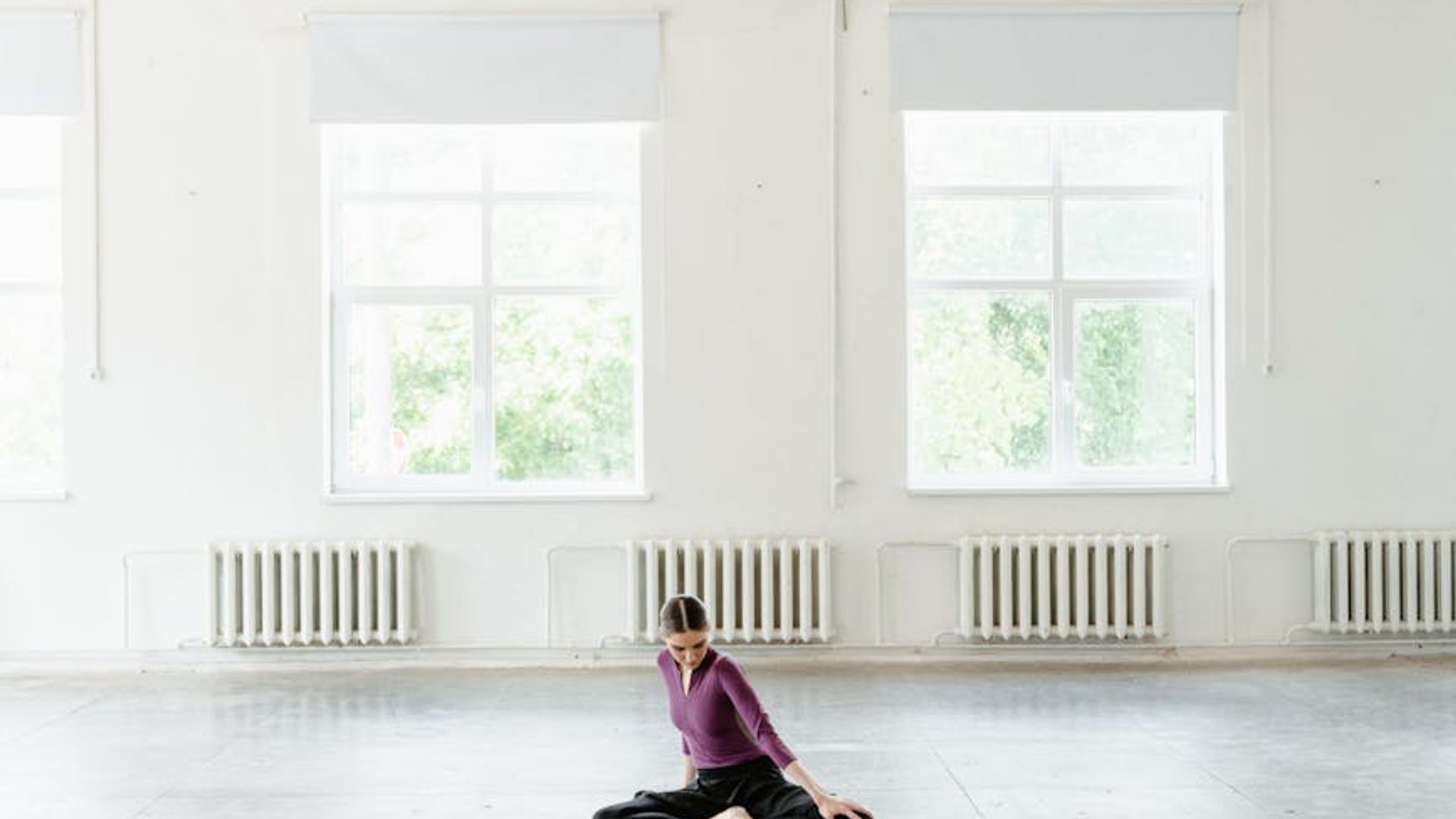 Serene empty studio space ready for a yoga practice.
